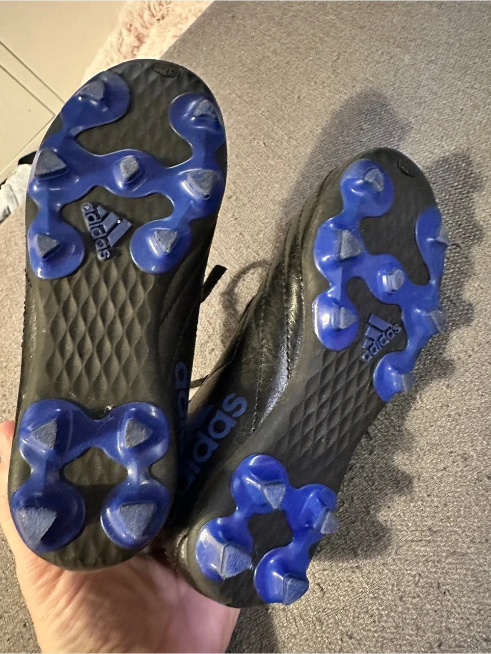 adidas Kids Black and Blue Soccer Sneakers